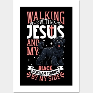 Jesus and dog - Black Russian Terrier Posters and Art